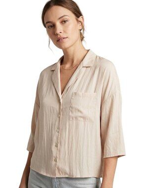 Grade & Gather Shirt Size Medium Collared Button Front Beige Business Casual